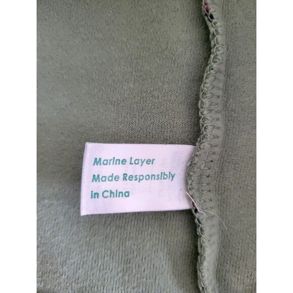 Marine Layer Men's Fleece Crew Sweatshirt Hedge Green Stripe Size L - Picture 6 of 11